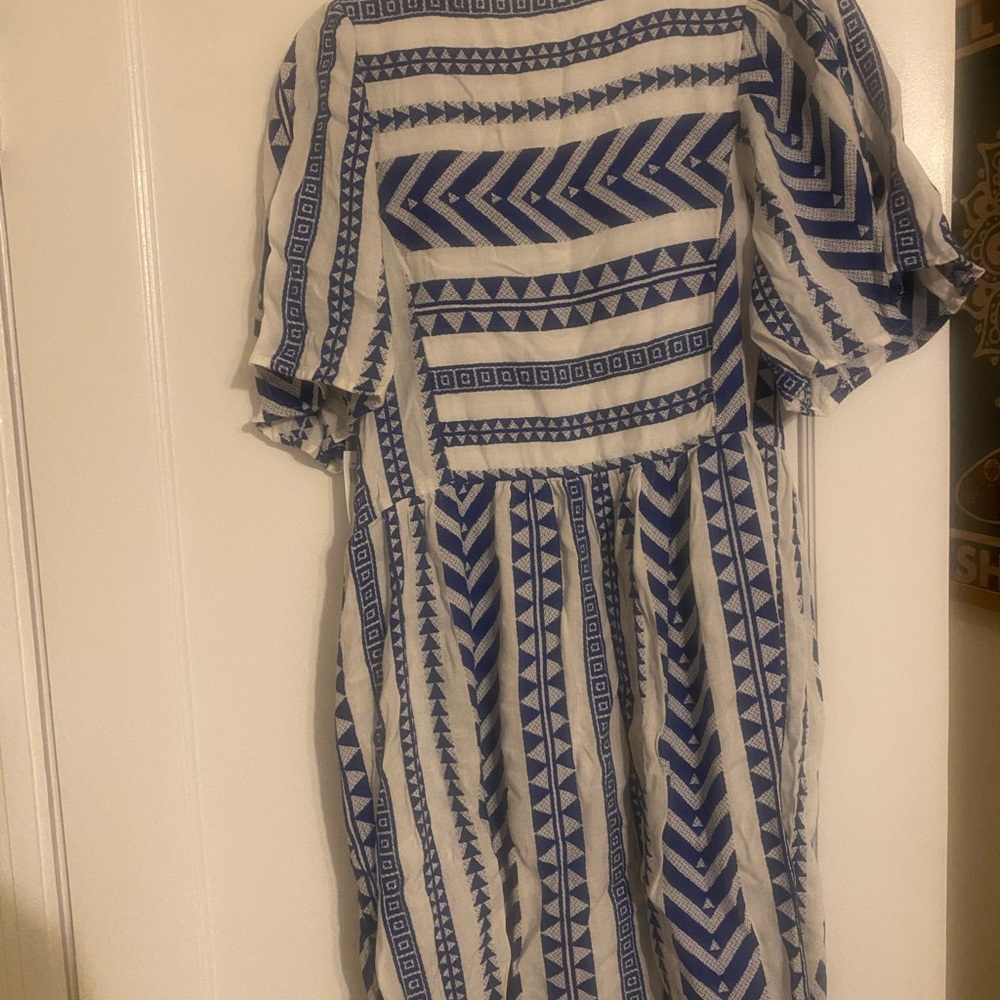 White and royal blue dress